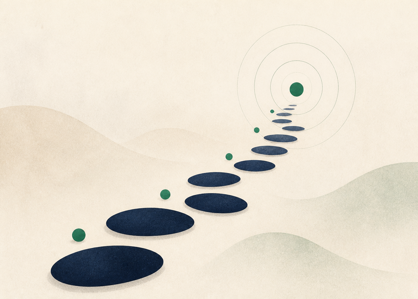 Stepping stones rising toward a financial goal